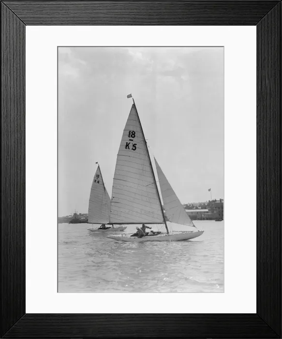 Framed Print : The 18-foot keelboats Vanity (K5) and Asphodel (K4) racing, 1922. Creator Framed Print : The 18-foot keelboats Vanity (K5) and Asphodel (K4) racing, 1922. Creator
