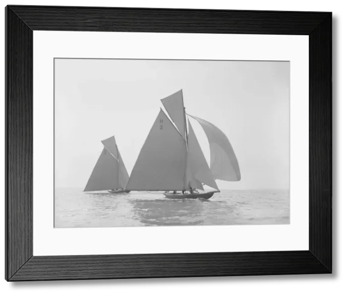 Framed Print : The two early 8 Metre class Verbena and Termagent racing in a gentle wind, 1911 Framed Print : The two early 8 Metre class Verbena and Termagent racing in a gentle wind, 1911