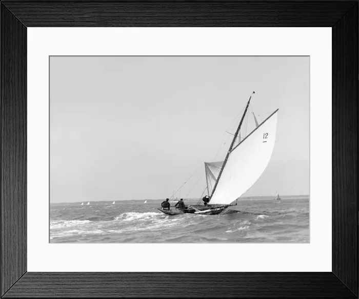 Framed Print : The 8 Metre sailing yacht Dilkusha setting spinnaker, 1911. Creator: Kirk & Sons of Cowes Framed Print : The 8 Metre sailing yacht Dilkusha setting spinnaker, 1911. Creator: Kirk & Sons of Cowes