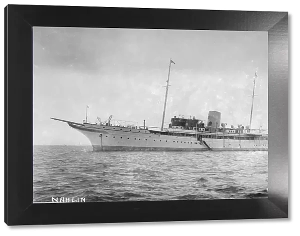 The luxury steam yacht Nahlin at anchor. Creator: Kirk & Sons of Cowes