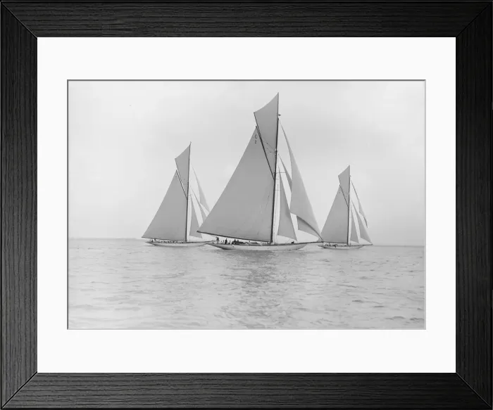 Framed Print : The 19-metre class Norada, Wendula & Mariquita racing close-hauled, 1911 Framed Print : The 19-metre class Norada, Wendula & Mariquita racing close-hauled, 1911