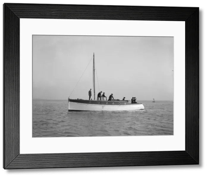 Framed Print : Sailors on board cabin cruiser, 1914. Creator: Kirk & Sons of Cowes Framed Print : Sailors on board cabin cruiser, 1914. Creator: Kirk & Sons of Cowes