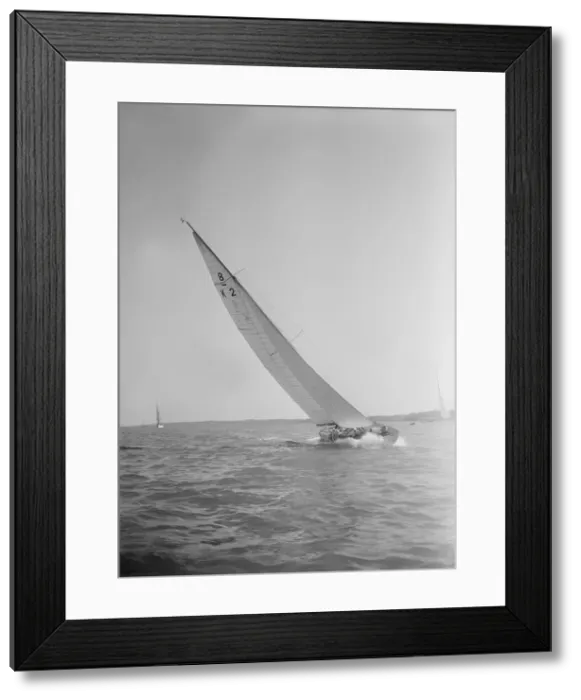 Framed Print : The 8 Metre class sailing yacht Carron (K2), heeling upwind in a good breeze, 1934 Framed Print : The 8 Metre class sailing yacht Carron (K2), heeling upwind in a good breeze, 1934