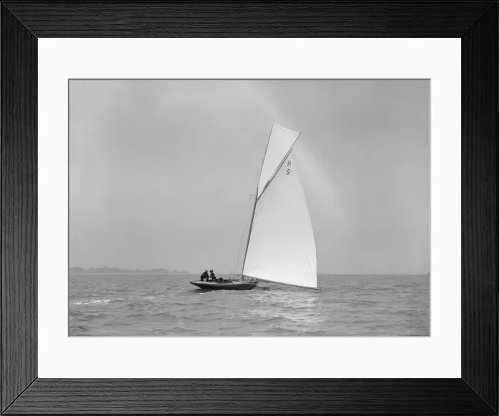 Framed Print : Termagent (H9), an early 8 Metre class yacht sails downwind, 1911 Framed Print : Termagent (H9), an early 8 Metre class yacht sails downwind, 1911
