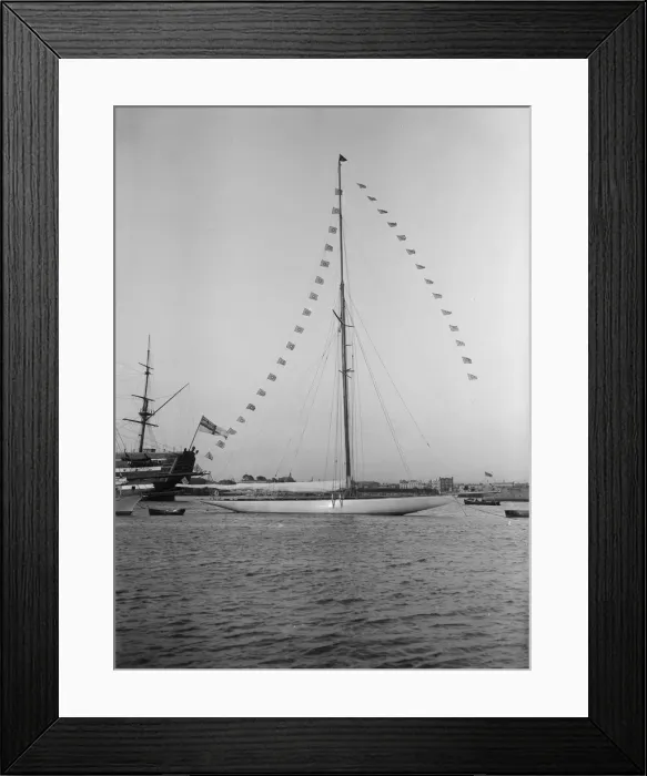 Framed Print : Istria moored with dressing flags, 1912. Creator: Kirk & Sons of Cowes Framed Print : Istria moored with dressing flags, 1912. Creator: Kirk & Sons of Cowes
