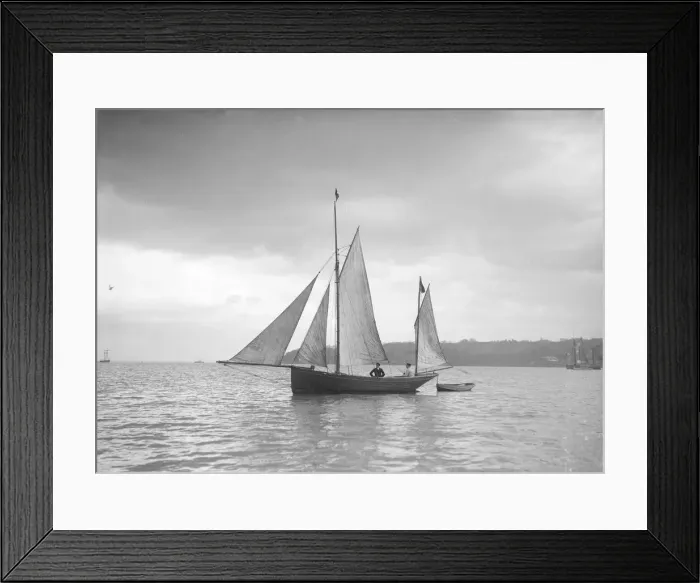 Framed Print : Small yawl under sail, 1912. Creator: Kirk & Sons of Cowes Framed Print : Small yawl under sail, 1912. Creator: Kirk & Sons of Cowes