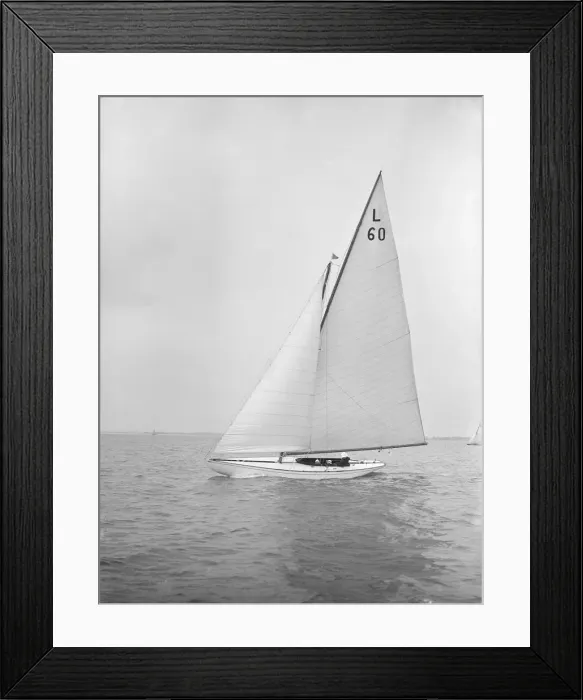 Framed Print : The 6 Metre class Sans-Souci sailing upwind. Creator: Kirk & Sons of Cowes Framed Print : The 6 Metre class Sans-Souci sailing upwind. Creator: Kirk & Sons of Cowes