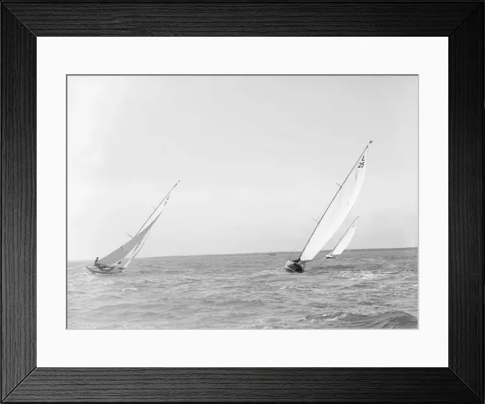Framed Print : The 6 Metre class Vanda, Stella and Lanka racing upwind, 1914. Creator Framed Print : The 6 Metre class Vanda, Stella and Lanka racing upwind, 1914. Creator