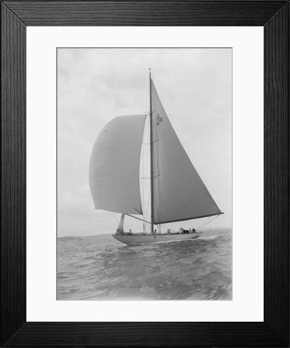 Framed Print : Sailing yacht Trivia running downwind under spinnaker, 1939. Creator: Kirk & Sons of Cowes Framed Print : Sailing yacht Trivia running downwind under spinnaker, 1939. Creator: Kirk & Sons of Cowes