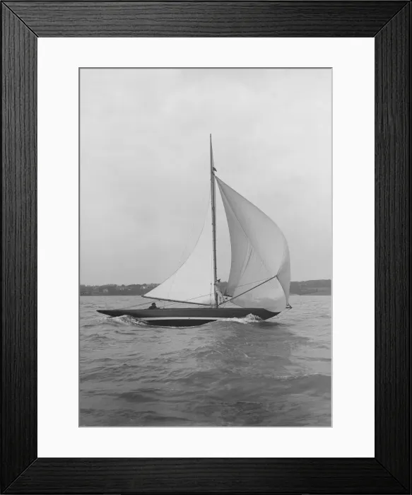 Framed Print : The 7 Metre yacht Pinaster (K8) sailing with spinnaker, 1913. Creator: Kirk & Sons of Cowes