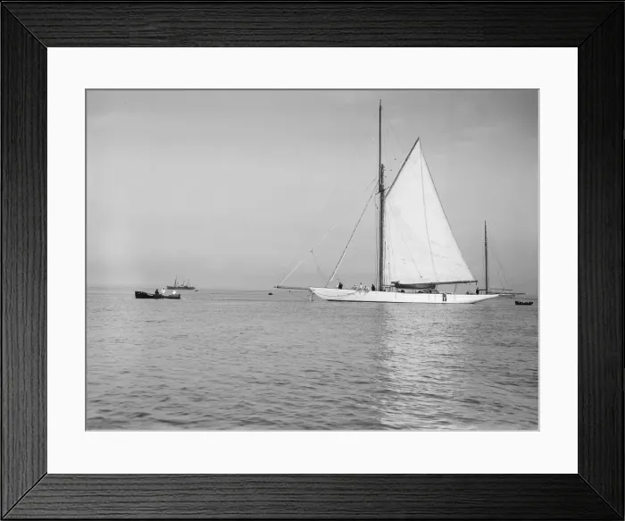 Framed Print : Sailing yacht Bona being towed, 1912. Creator: Kirk & Sons of Cowes Framed Print : Sailing yacht Bona being towed, 1912. Creator: Kirk & Sons of Cowes