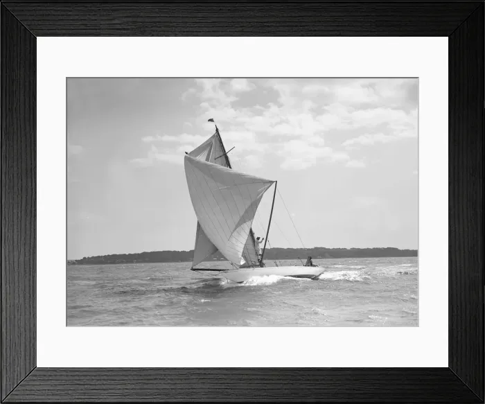 Framed Print : Setting spinnaker on the 8 Metre sailing yacht Spero, 1911. Creator: Kirk & Sons of Cowes Framed Print : Setting spinnaker on the 8 Metre sailing yacht Spero, 1911. Creator: Kirk & Sons of Cowes