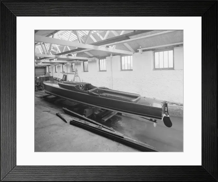 Framed Print : Saunders motor launch in yard, 1914. Creator: Kirk & Sons of Cowes Framed Print : Saunders motor launch in yard, 1914. Creator: Kirk & Sons of Cowes