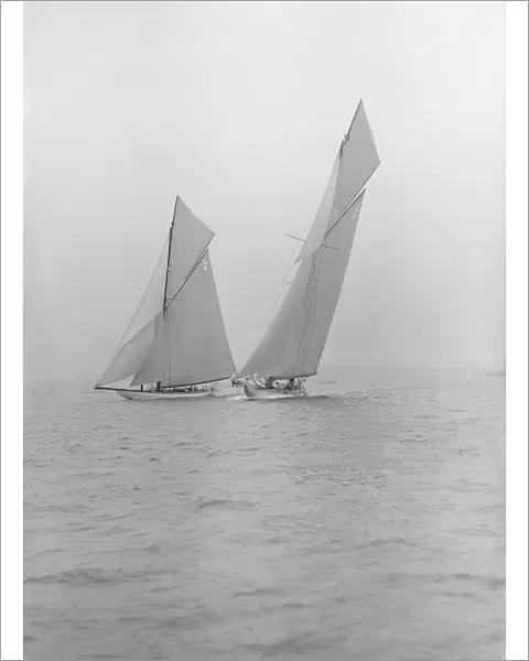 The 19-metre class Norada & Mariquita, 1913. Creator: Kirk & Sons of Cowes