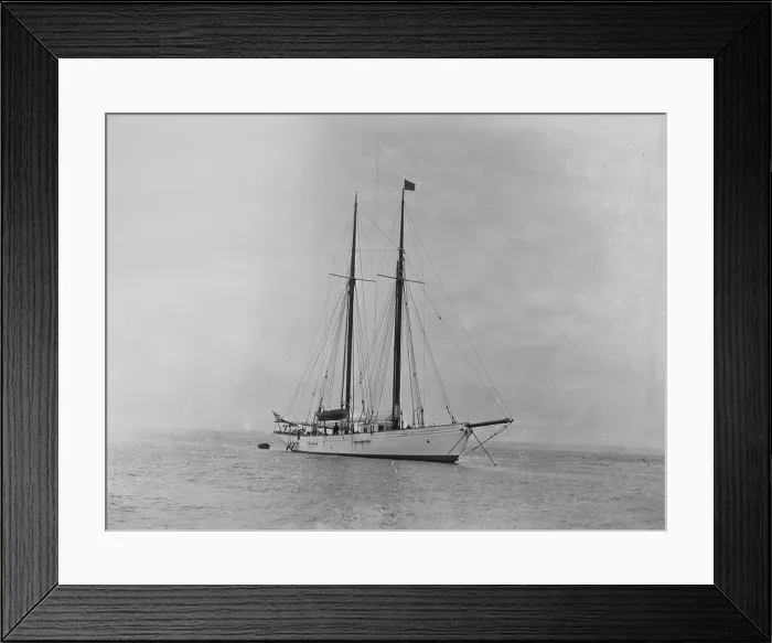 Framed Print : The schooner Dwyn-Wen at anchor, 1920. Creator: Kirk & Sons of Cowes Framed Print : The schooner Dwyn-Wen at anchor, 1920. Creator: Kirk & Sons of Cowes