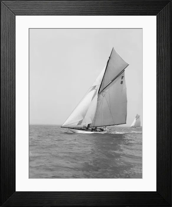 Framed Print : The 10 Metre class Pampero (F8) sailing close-hauled, 1914. Creator: Kirk & Sons of Cowes Framed Print : The 10 Metre class Pampero (F8) sailing close-hauled, 1914. Creator: Kirk & Sons of Cowes