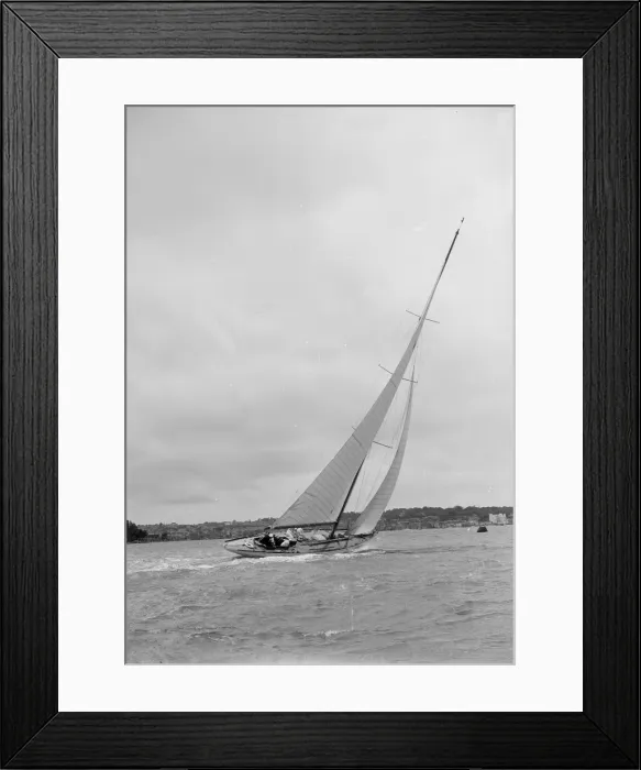 Framed Print : 12 Metre class sailing yacht heeling over in windy conditions on upwind leg, 1938 Framed Print : 12 Metre class sailing yacht heeling over in windy conditions on upwind leg, 1938