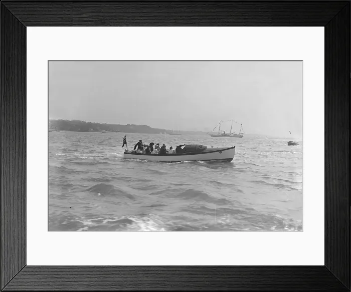 Framed Print : Modwenas motor launch with Modwena in the background, 1911. Creator: Kirk & Sons of Cowes Framed Print : Modwenas motor launch with Modwena in the background, 1911. Creator: Kirk & Sons of Cowes