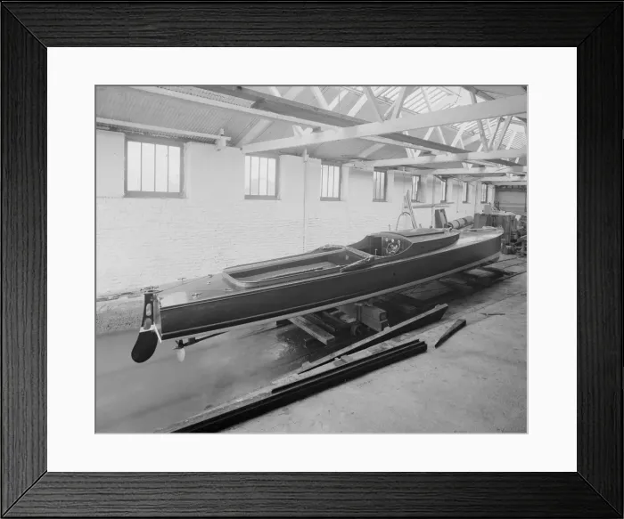Framed Print : Saunders motor launch in yard, 1914. Creator: Kirk & Sons of Cowes Framed Print : Saunders motor launch in yard, 1914. Creator: Kirk & Sons of Cowes