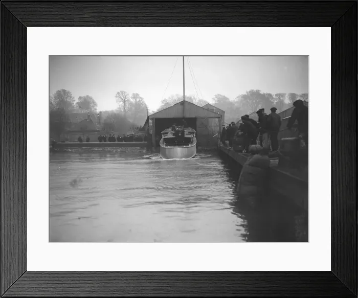 Framed Print : Egyptian motor launch being launched, 1911. Creator: Kirk & Sons of Cowes Framed Print : Egyptian motor launch being launched, 1911. Creator: Kirk & Sons of Cowes