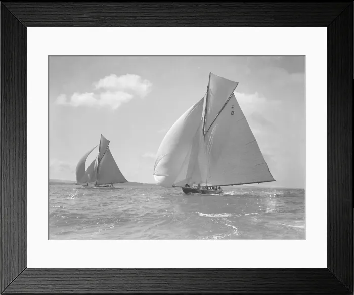 Framed Print : Rollo (foreground) and Javotto racing under spinnaker, 1911 Framed Print : Rollo (foreground) and Javotto racing under spinnaker, 1911