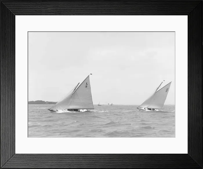 Framed Print : Snowdrop and Correnzia racing up wind, 1911. Creator: Kirk & Sons of Cowes Framed Print : Snowdrop and Correnzia racing up wind, 1911. Creator: Kirk & Sons of Cowes