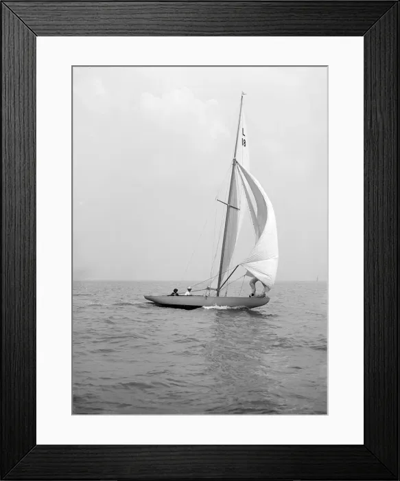 Framed Print : Peterkin running downwind with spinnaker, 1914. Creator: Kirk & Sons of Cowes Framed Print : Peterkin running downwind with spinnaker, 1914. Creator: Kirk & Sons of Cowes