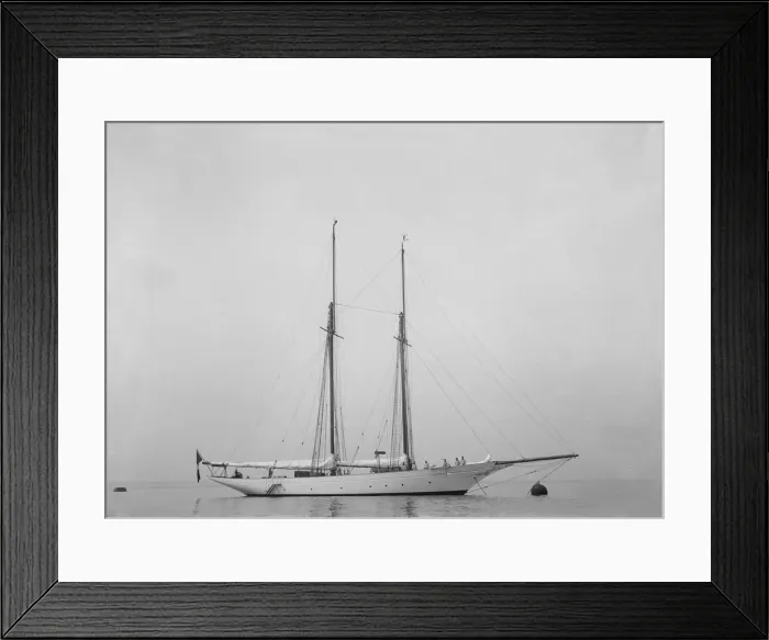 Framed Print : The auxiliary schooner Elizabeth at anchor. Creator: Kirk & Sons of Cowes Framed Print : The auxiliary schooner Elizabeth at anchor. Creator: Kirk & Sons of Cowes