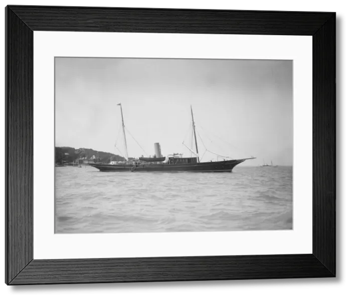 Framed Print : The steam yacht Pilgrim at anchor, 1911. Creator: Kirk & Sons of Cowes Framed Print : The steam yacht Pilgrim at anchor, 1911. Creator: Kirk & Sons of Cowes