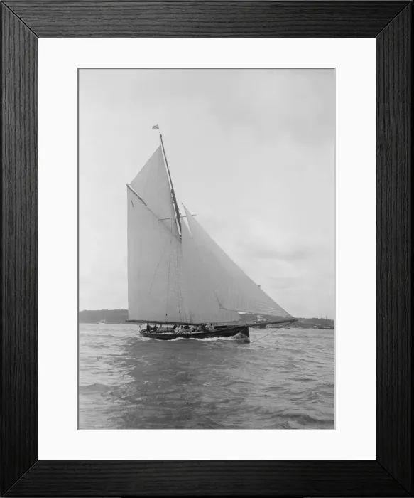 Framed Print : The gaff rigged cutter Bloodhound sailing close-hauled, August 1912. Creator Framed Print : The gaff rigged cutter Bloodhound sailing close-hauled, August 1912. Creator