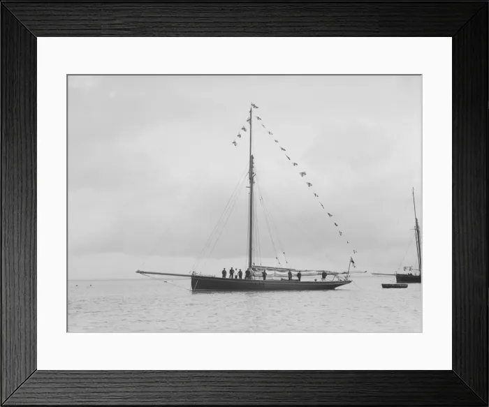 Framed Print : Bloodhound at anchor with flags, August 1912. Creator: Kirk & Sons of Cowes Framed Print : Bloodhound at anchor with flags, August 1912. Creator: Kirk & Sons of Cowes