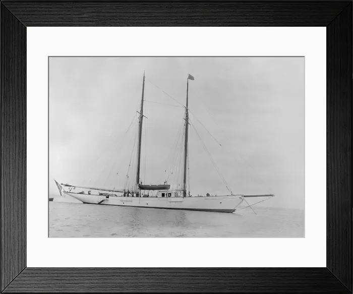 Framed Print : The schooner Dwyn-Wen at anchor, 1920. Creator: Kirk & Sons of Cowes Framed Print : The schooner Dwyn-Wen at anchor, 1920. Creator: Kirk & Sons of Cowes