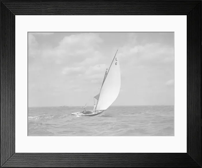 Framed Print : The 6 Metre class The Whim (L6) sailing downwind, 1911. Creator: Kirk & Sons of Cowes Framed Print : The 6 Metre class The Whim (L6) sailing downwind, 1911. Creator: Kirk & Sons of Cowes