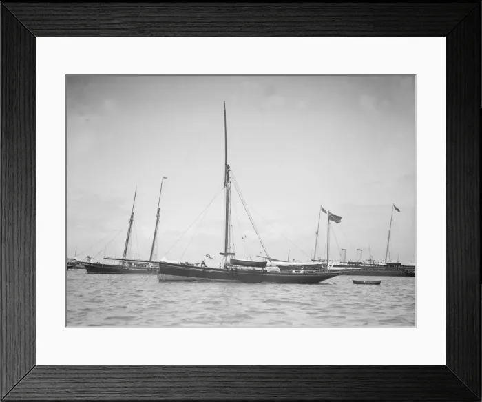Framed Print : The yawl Beluga at anchor, 1911. Creator: Kirk & Sons of Cowes Framed Print : The yawl Beluga at anchor, 1911. Creator: Kirk & Sons of Cowes