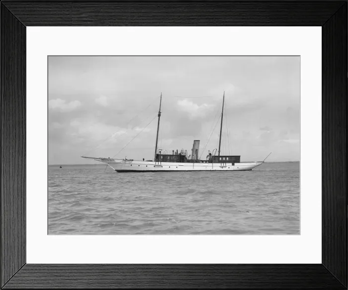 Framed Print : The steam yacht Irex at anchor, 1912. Creator: Kirk & Sons of Cowes Framed Print : The steam yacht Irex at anchor, 1912. Creator: Kirk & Sons of Cowes