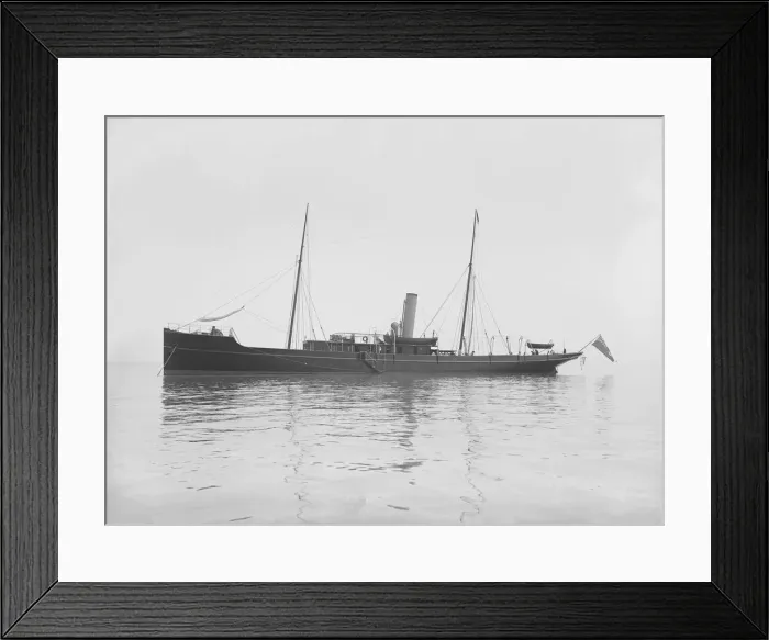 Framed Print : The 116 ton steam yacht Athena at anchor, 1911. Creator: Kirk & Sons of Cowes Framed Print : The 116 ton steam yacht Athena at anchor, 1911. Creator: Kirk & Sons of Cowes