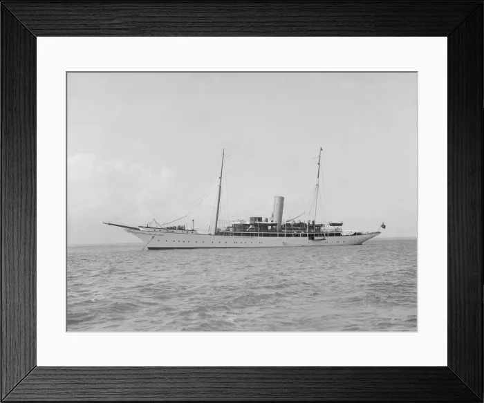 Framed Print : The steam yacht Eileen at anchor, 1914. Creator: Kirk & Sons of Cowes Framed Print : The steam yacht Eileen at anchor, 1914. Creator: Kirk & Sons of Cowes