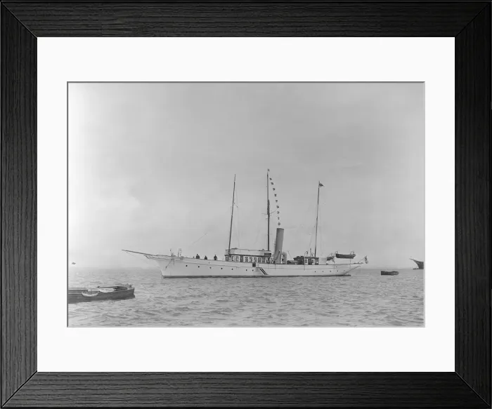 Framed Print : The steam yacht Sea Fay at anchor, 1921. Creator: Kirk & Sons of Cowes Framed Print : The steam yacht Sea Fay at anchor, 1921. Creator: Kirk & Sons of Cowes
