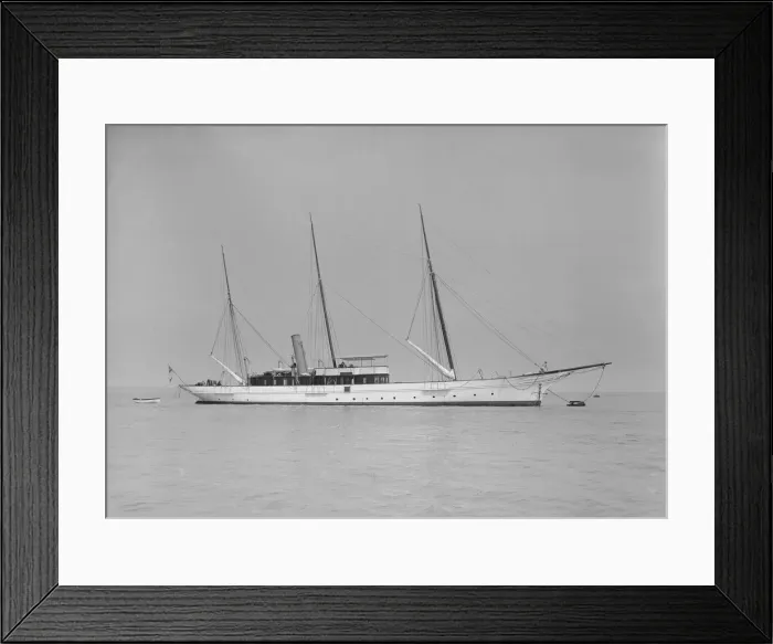 Framed Print : The three mast steam yacht Aries, 1911. Creator: Kirk & Sons of Cowes Framed Print : The three mast steam yacht Aries, 1911. Creator: Kirk & Sons of Cowes