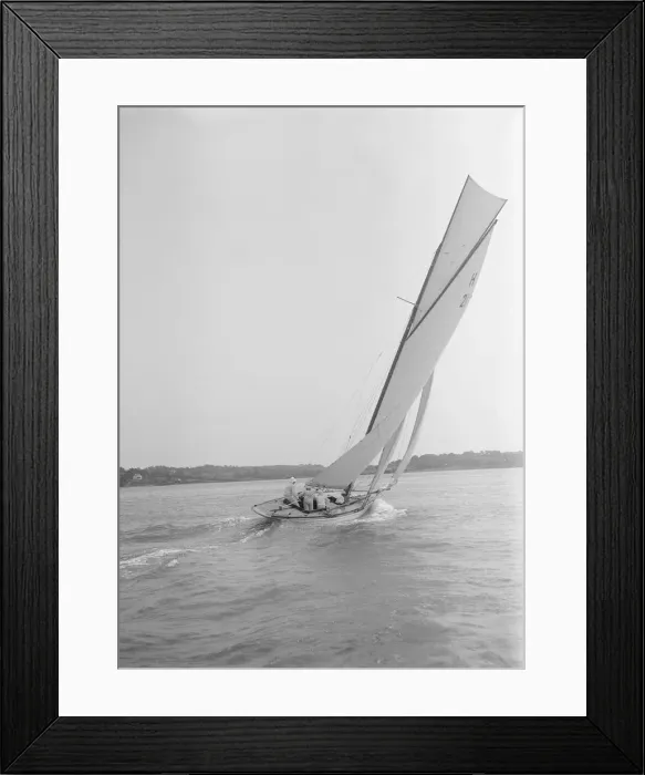 Framed Print : Le Jade, a gaff rigged 8 Metre class yacht sailing close-hauled, 1912. Creator Framed Print : Le Jade, a gaff rigged 8 Metre class yacht sailing close-hauled, 1912. Creator