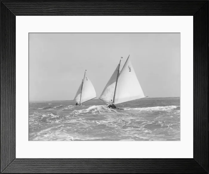 Framed Print : The 6 Metre Correnzia and Snowdrop heading downwind in breezy conditions, 1911 Framed Print : The 6 Metre Correnzia and Snowdrop heading downwind in breezy conditions, 1911