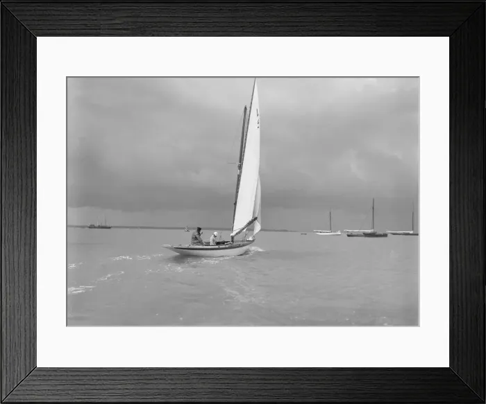 Framed Print : 6 Metre Class Jonquil (L5) with Captain R J Dixon at the helm Framed Print : 6 Metre Class Jonquil (L5) with Captain R J Dixon at the helm