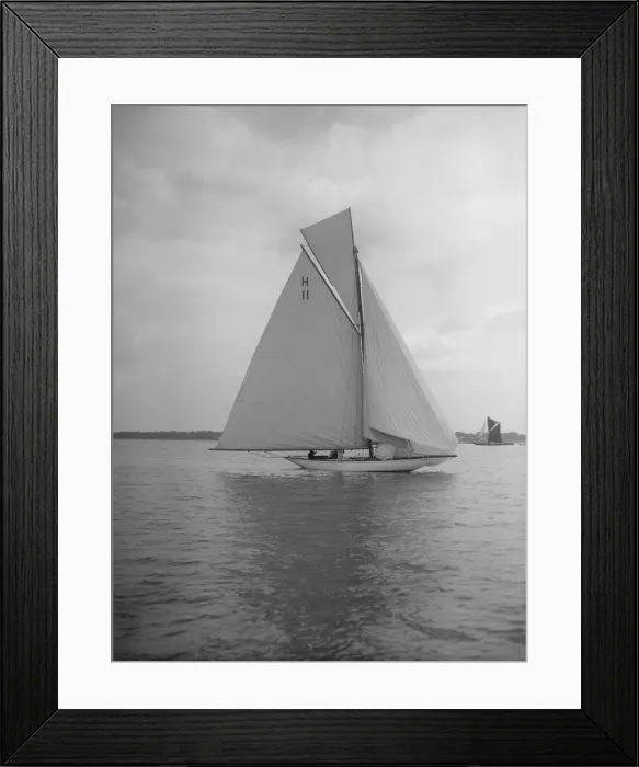 Framed Print : Light winds for the 8 Metre Ventana (H11) sailing with spinnaker, 1912. Creator Framed Print : Light winds for the 8 Metre Ventana (H11) sailing with spinnaker, 1912. Creator