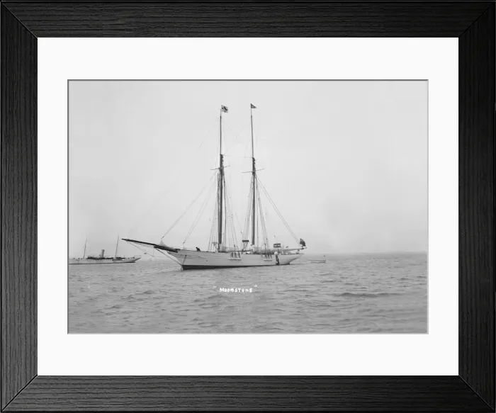 Framed Print : The schooner Moonstone, at anchor. Creator: Kirk & Sons of Cowes Framed Print : The schooner Moonstone, at anchor. Creator: Kirk & Sons of Cowes