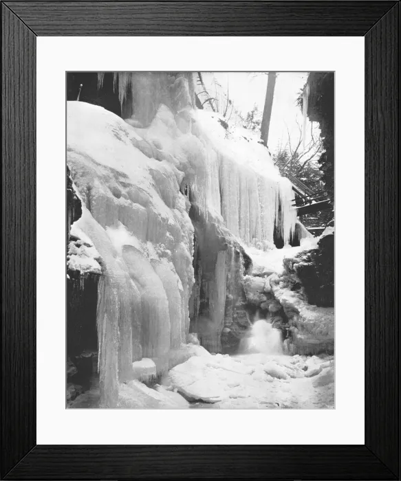 Framed Print : Rainbow Falls in Winter, Watkins Glen, New York State, USA, c1900. Creator: Unknown Framed Print : Rainbow Falls in Winter, Watkins Glen, New York State, USA, c1900. Creator: Unknown