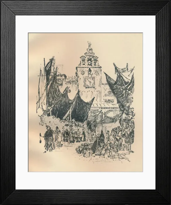 Framed Print : Flower Market, Venice, late 19th-early 20th century, (1925). Creator: Joseph Pennell Framed Print : Flower Market, Venice, late 19th-early 20th century, (1925). Creator: Joseph Pennell