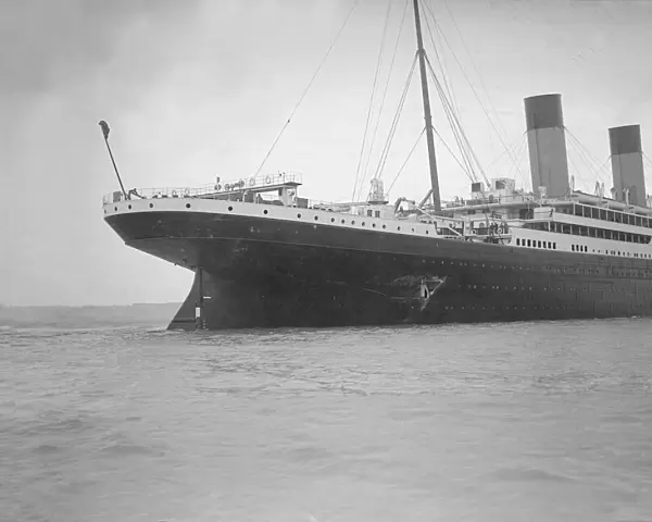 Hole torn in the hull of RMS Olympic after the collision with HMS Hawke in the Solent, 1911