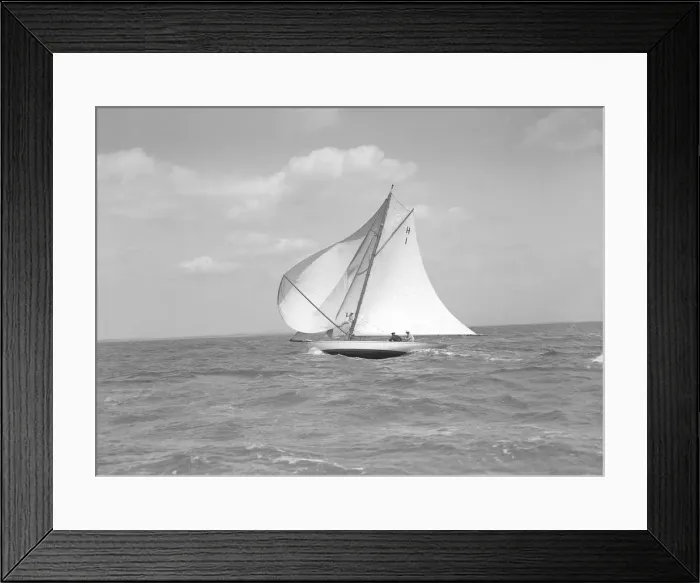 Framed Print : The 8 Metre class Norman (H1) running downwind in a good breeze, 1911. Creator Framed Print : The 8 Metre class Norman (H1) running downwind in a good breeze, 1911. Creator