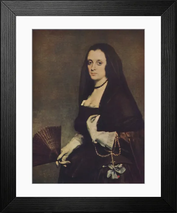 Framed Print : A Lady with a Fan, c1640, (c1950). Creator: Diego Velasquez Framed Print : A Lady with a Fan, c1640, (c1950). Creator: Diego Velasquez
