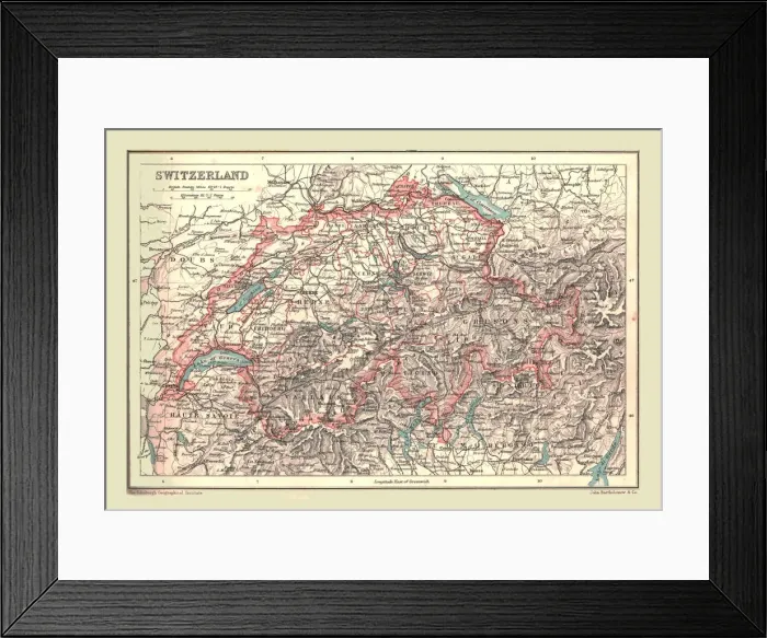 Framed Print : Map of Switzerland, 1902. Creator: Unknown Framed Print : Map of Switzerland, 1902. Creator: Unknown